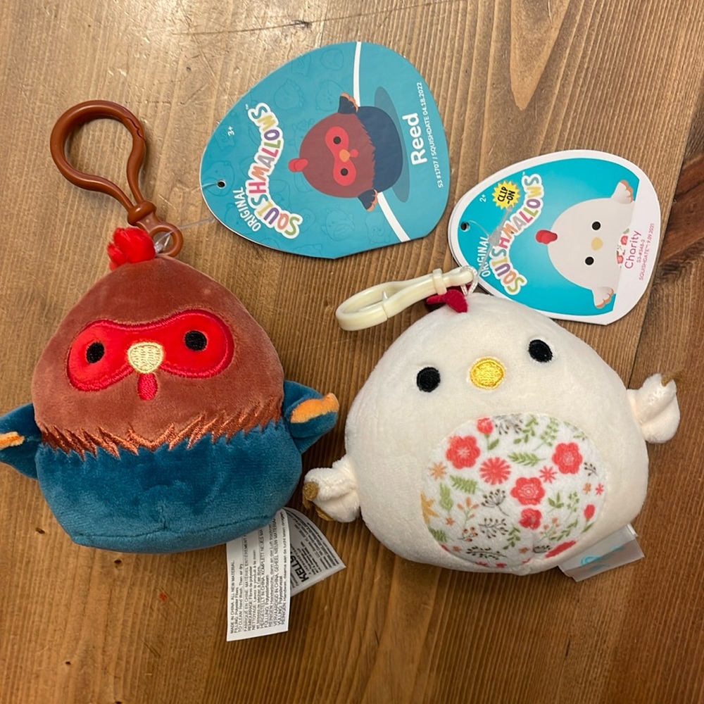 Squishmallows Clip Charity Chicken and Reed Rooster